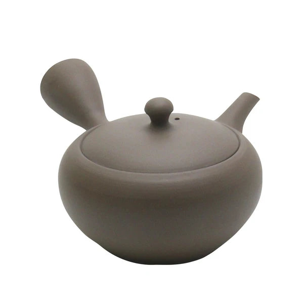 Shoko Kiln (F415): Earth Taira - Brown Clay Kyusu -teepannu (300 ml) 晶光茶泥平丸急須