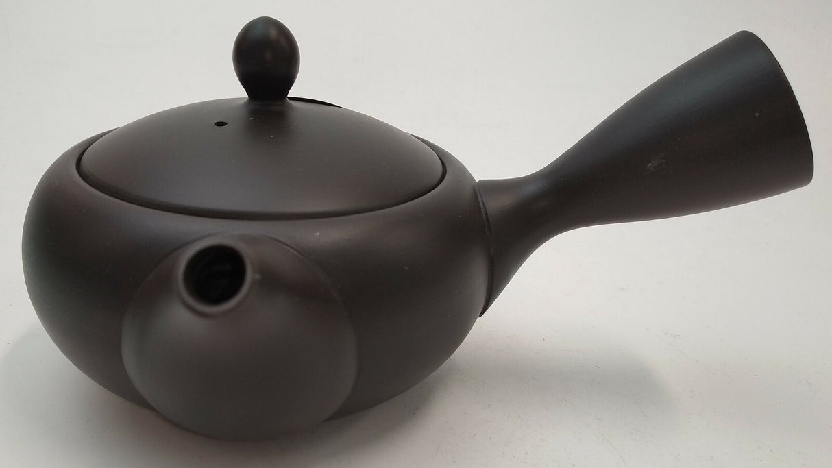 Takasuke Kiln (Y116) 高資陶苑: Tokoname Kyusu Tea Pot, Black, Asamaru Ceramic Mesh Strainer 300 ml