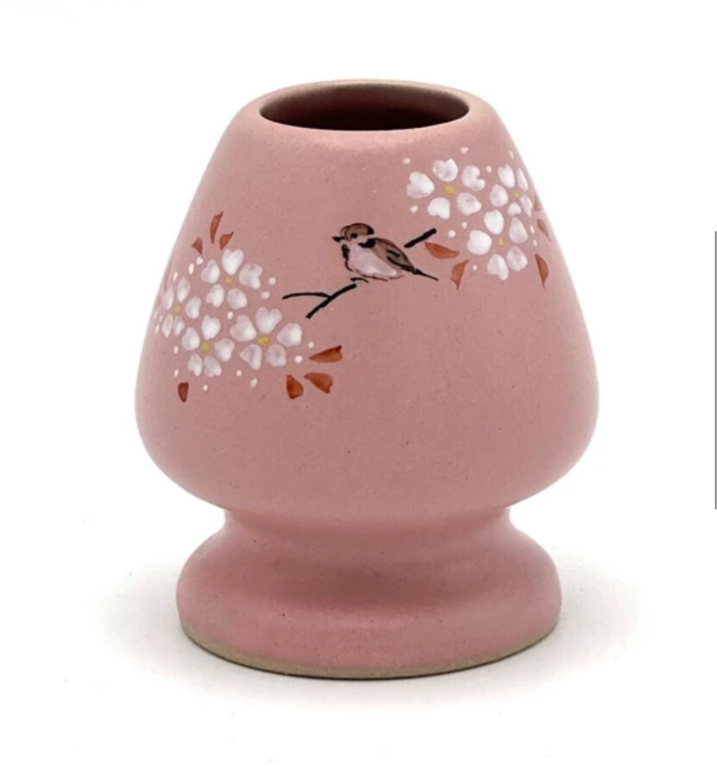Nagomi: Chasen Holder, Bamboo Whisk Stand (Sparrows in the Cherry Tree, 桜に雀)