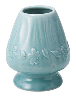 青安窯:富士山茶筅立て アイスブルー 富士山茶筅直し(雪)