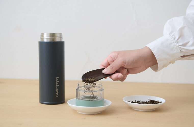 Lalaluctus Tea Bottle - Stainless Steel Tumbler with Tea Strainer - Dark Gray - 400 ml