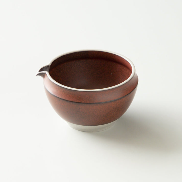 (temporary out of stock) Origami Tea Bansho Red Minoyaki Porcelain Matcha Bowl with Pouring Lip 抹茶碗 晩照レッド