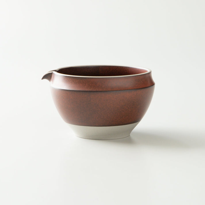 (temporary out of stock) Origami Tea Bansho Red Minoyaki Porcelain Matcha Bowl with Pouring Lip 抹茶碗 晩照レッド