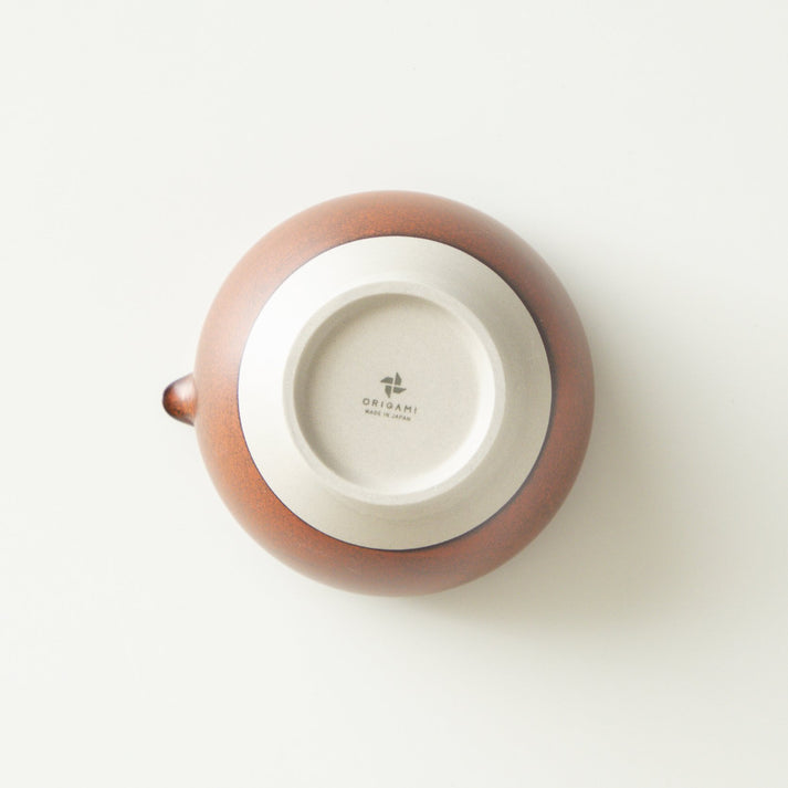 (temporary out of stock) Origami Tea Bansho Red Minoyaki Porcelain Matcha Bowl with Pouring Lip 抹茶碗 晩照レッド