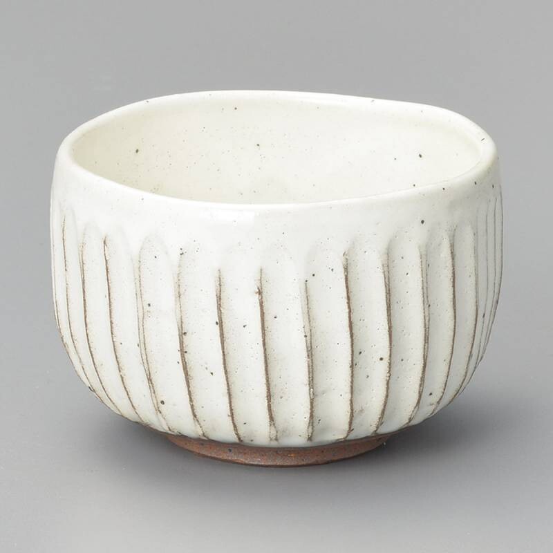 Kobiki-sogime Small Matcha Bowl 粉引ソギ目小抹茶