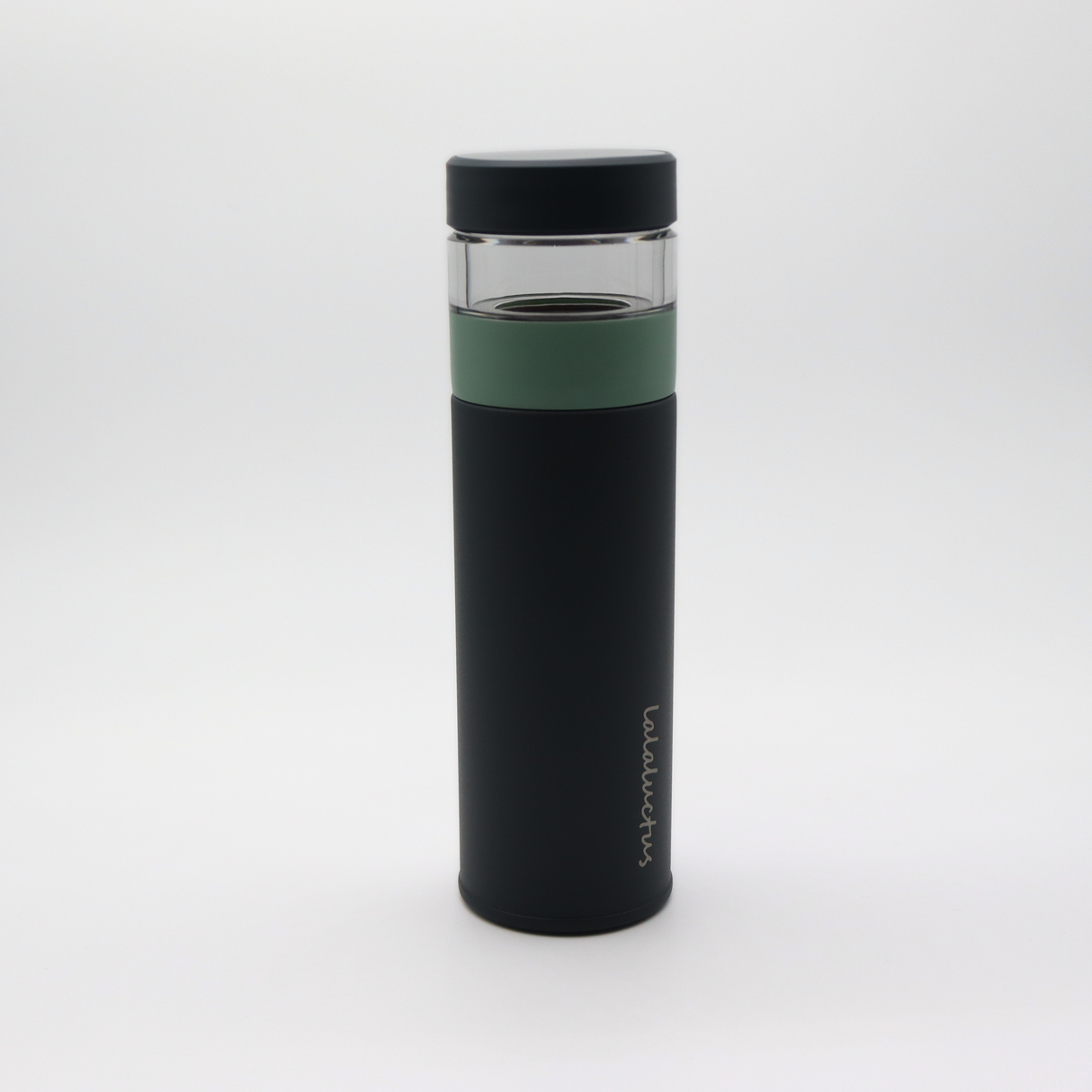 Lalaluctus ティーボトル - ステンレススチール製タンブラー(ティーストレーナー付き) - ダークグレー - 400 ml