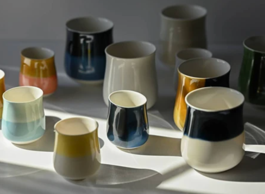 Miyama Minoyaki Large Oval Cup (vaaleanharmaa/harmaa) ポット(ライトグレー/グレー)