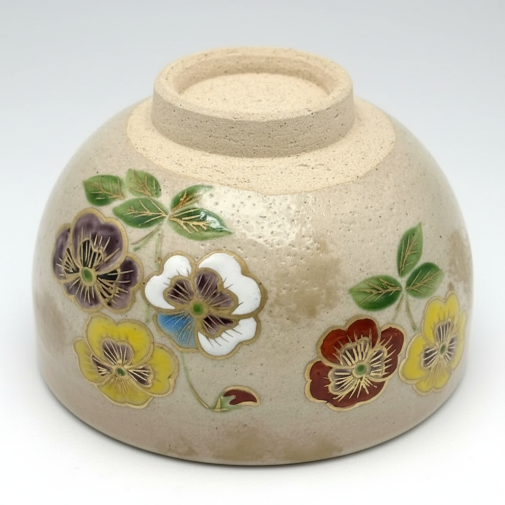 Nagomi: Kyo-yaki Matcha Bowl (京焼抹茶碗 Pansy / パンジー)