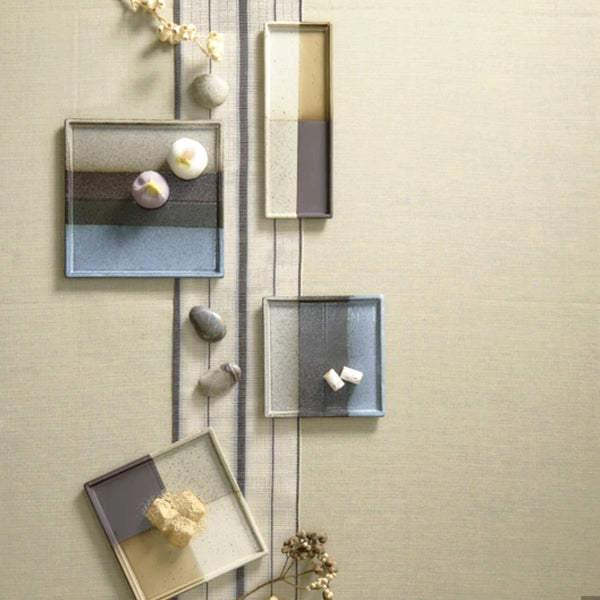 Kanesho Toki: Blue Woven Pattern Plate / 錦織 角皿
