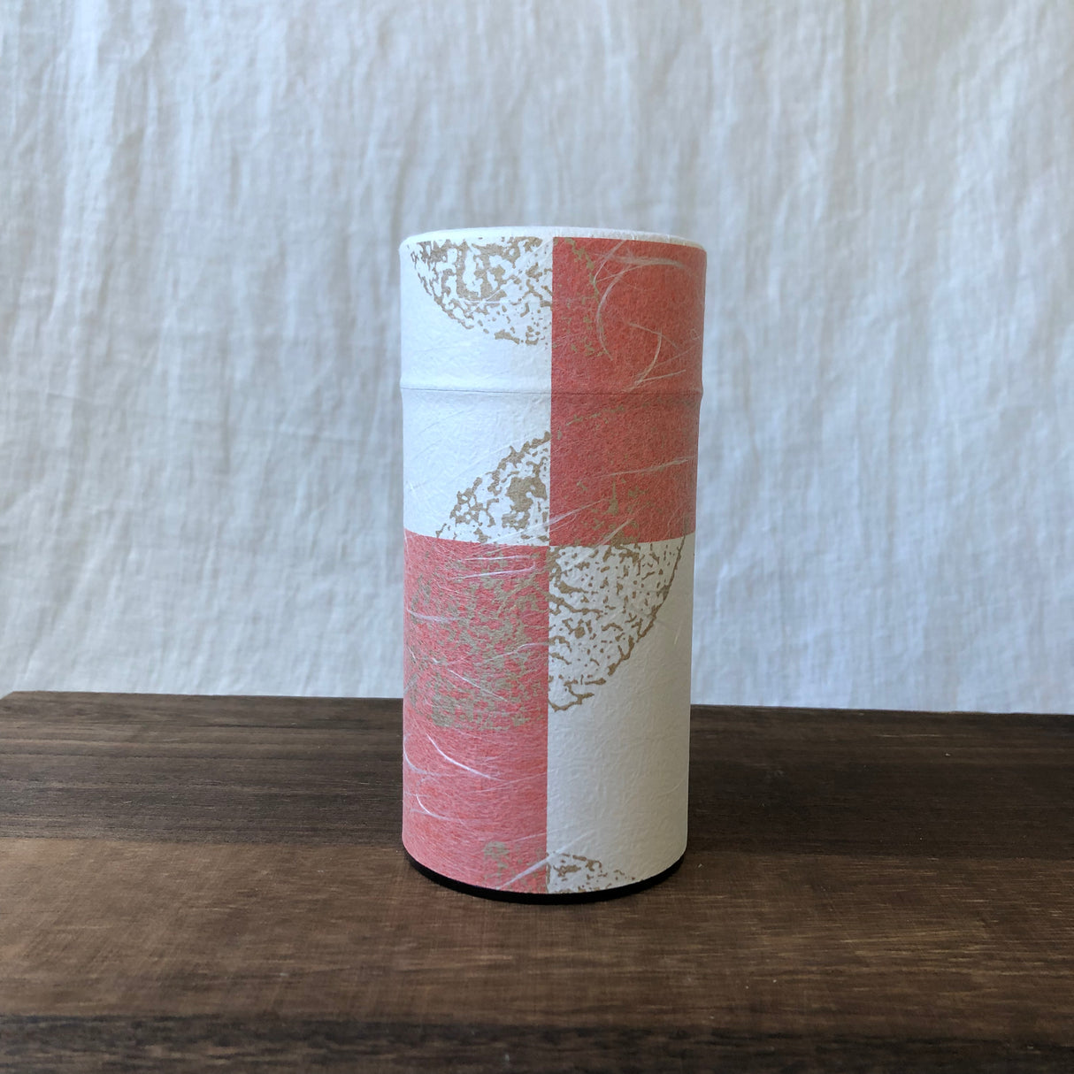 Okumura Seikan: Green Tea in Tea Can, Washi Paper - Gold leaf crimson 讃香 朱