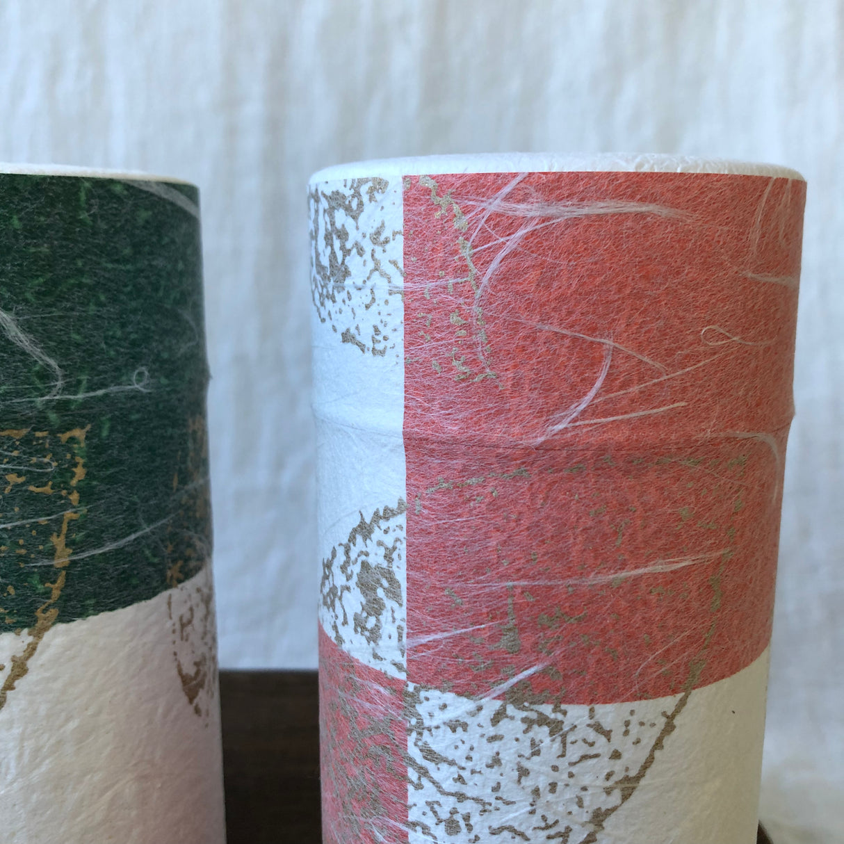 Okumura Seikan: Green Tea in Tea Can, Washi Paper - Gold leaf crimson 讃香 朱