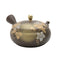 Gyokkou Kiln (Limited Edition): Tokoname Flat Kyusu Tea Pot (160 ml) w/Kutaniyaki Gold Grapevine Art 玉光黒泥金振り金葡萄急須