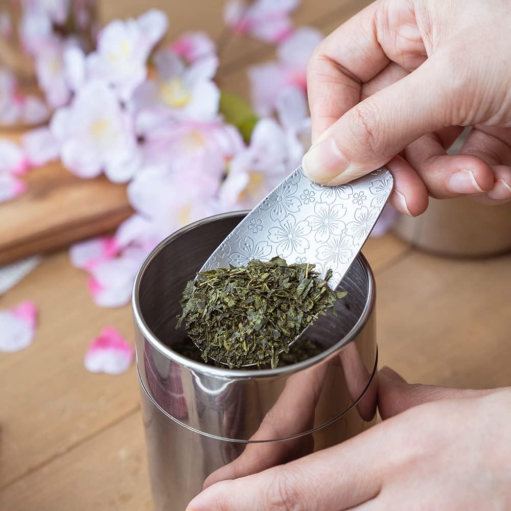 Aoyoshi: Stainless Chasaji Sakura Design Tea Caddy Spoon