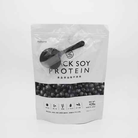 Packaging of black soy protein with a spoon icon on a white background yunomi.life