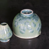 Kiwakoto Suikaen Green Matcha Pouring Bowl & Whisk Stand Set 片口抹茶碗と茶筅直しセット みどり