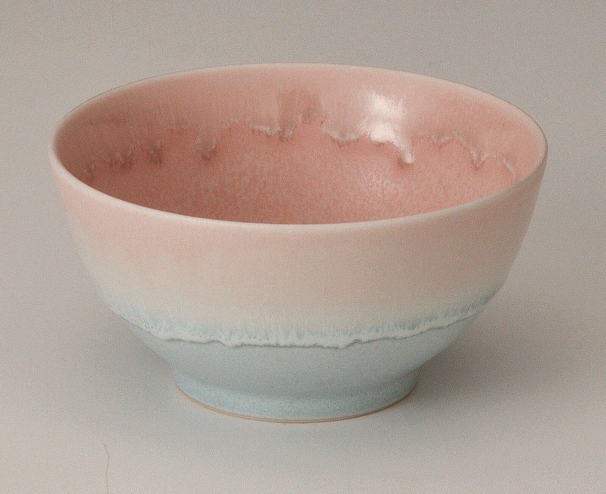 Yamaki Ikai: Y1556 Shinkou Kiln Pastel Matcha Bowl (Pink / Blue) 伸光パステルジュレ抹茶碗
