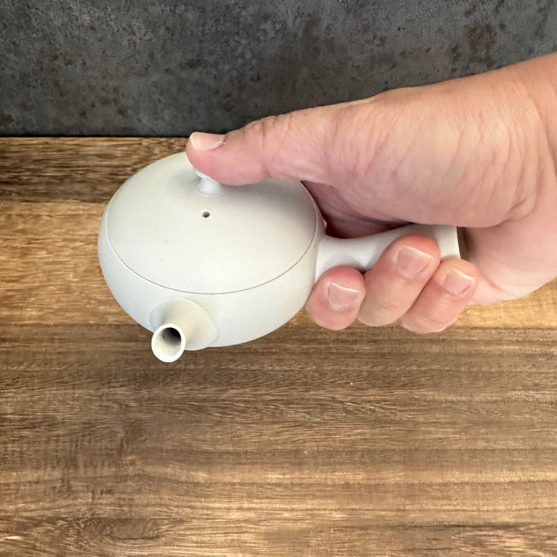 Fujita Tokuta F301 (Limited): Tamago White - Tokoname Kyusu with Ceramic Mesh Strainer (220 ml)