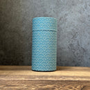 Okumura Seikan: Tea Canister, Fabric (size for 175g sencha), Design: Seigaiha Waves Blue
