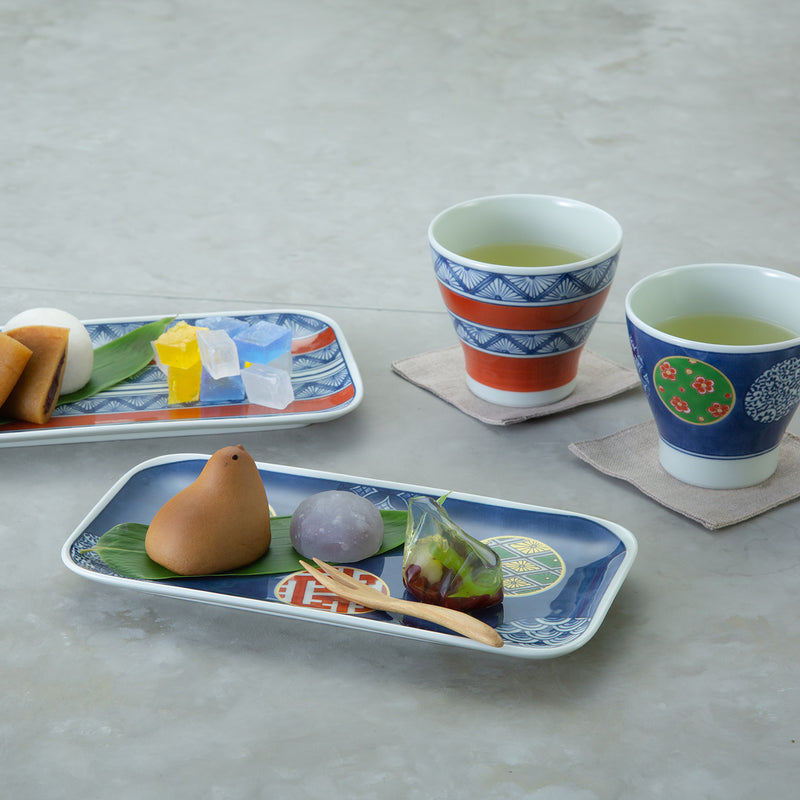Saikai Ceramics: Nishiki Flower Pattern Rectangle Plate