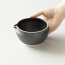 Yoshimura 50408 Akatsuki Black Minoyaki Porcelain Matcha Bowl with Pouring Lip