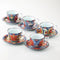Saikai Ceramics (LAST SET): 5-piece Porcelain Traditional Imariyaki Cup & Saucer Set (Microwave Safe)