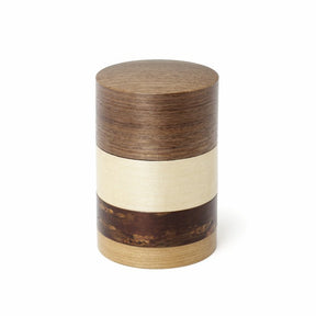 Fujiki Denshiro: Wazutsu Series Kabazaiku Tea Canisters, 4-color Walnut 輪筒4色 茶筒 くるみ - Yunomi.life
