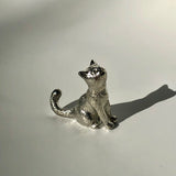 Handmade Tin Chopstick Rest Cat #03, Pleading Cat 錫製おねだり猫