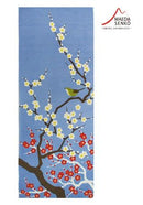 Maeda Senko: Tenugui Hand Cloth “Ume and Uguisu” (Plums & Japanese bush warblers), Shikisai Series February - Yunomi.life