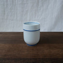 Saikai Ceramics: Blue Trim, White Porcelain Yunomi Tea Cup with Blue Accents 150 ml - Yunomi.life