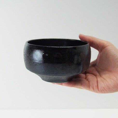 Saikai Ceramics: Hakuwan - Wabikuro, Black Porcelain Matcha Bowl with Gift Box - Yunomi.life