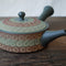 Teruyuki Kiln M38: Inbana - Tokoname 2-Tone Flat Kyusu Tea Pot with Pressed Flower Design (140 cc, Yamaki Ikai) 常滑・輝之二色印花平型急須 - Yunomi.life