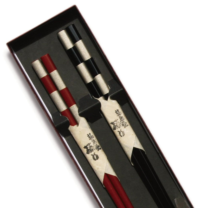 Tohachiya: Urushi Chopsticks, checkered set, (come with box) - Yunomi.life