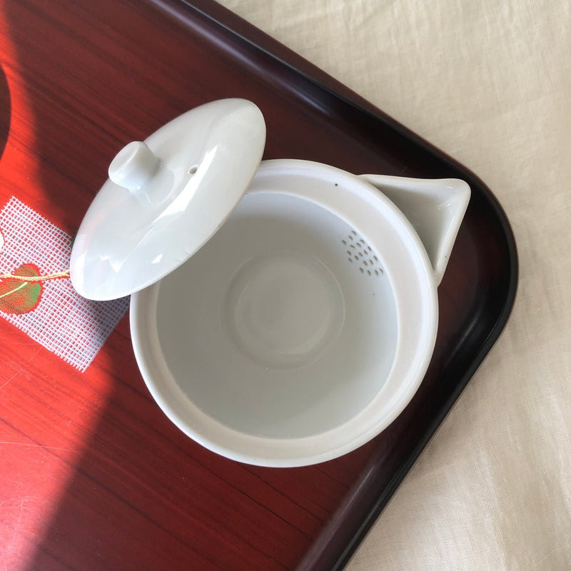 Yamatane: Tea Professional's White Porcelain Hohin Tea Pot (Ceramic Mesh, 140ml) - Yunomi.life
